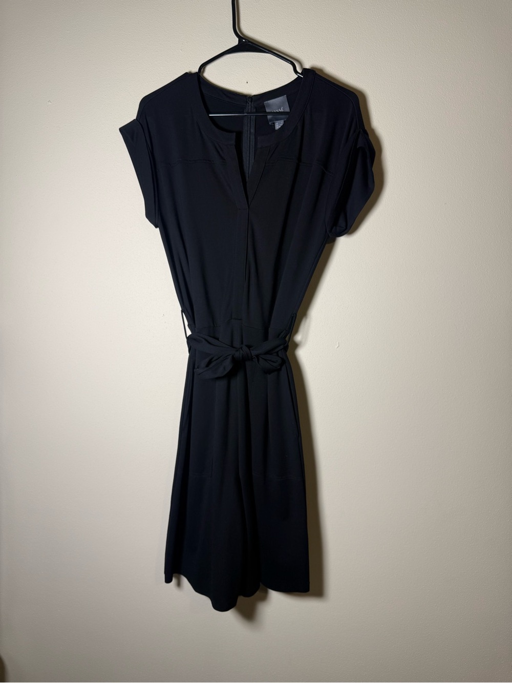 Lysse New York Black Ponte Cap Sleeve Tie Waist Jumpsuit Size Small